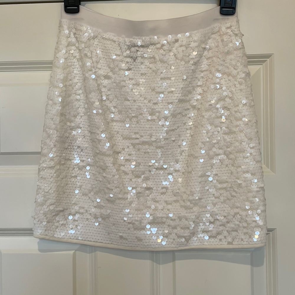 White BCBGMAXAZRIA sequin skirt